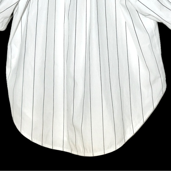 NWT Madewell Shirred Bubble-Sleeve Button-Up Shirt, White w/ Black Stripes, XXS - Picture 11 of 15